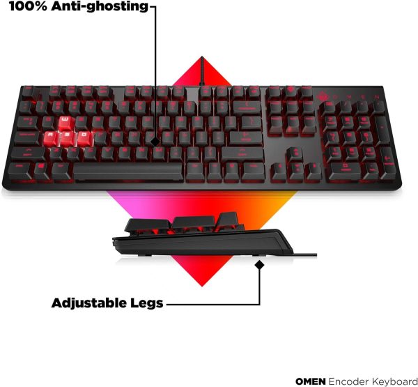 Omen Encoder Customizable Mechanical Gaming Keyboard with Cherry MX Red Keys, Full N-Key Rollover, LED Backlit, USB